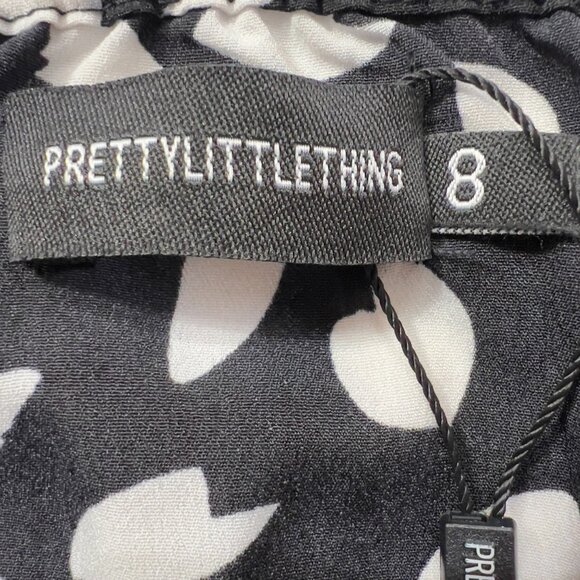 PrettyLittleThing Women’s Black Seed Print Mini Dress  4 Long Sleeve NWT - Picture 9 of 14